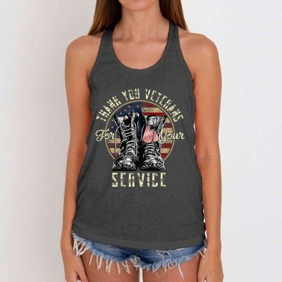 Thank You Veterans For Your Service Veterans Day Women's Knotted Racerback Tank