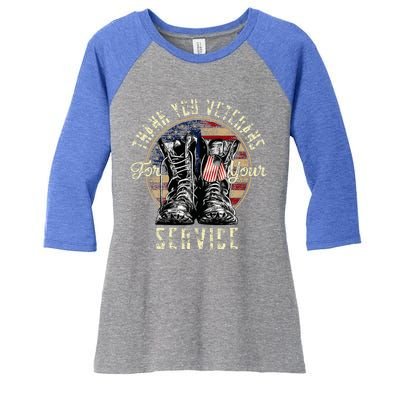 Thank You Veterans For Your Service Veterans Day Women's Tri-Blend 3/4-Sleeve Raglan Shirt