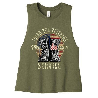 Thank You Veterans For Your Service Veterans Day Women's Racerback Cropped Tank