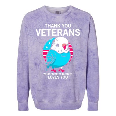 Thank You Veterans Gift Your Favorite Budgies Loves You Gift Colorblast Crewneck Sweatshirt