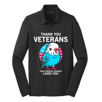 Thank You Veterans Gift Your Favorite Budgies Loves You Gift Silk Touch Performance Long Sleeve Polo