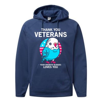 Thank You Veterans Gift Your Favorite Budgies Loves You Gift Performance Fleece Hoodie