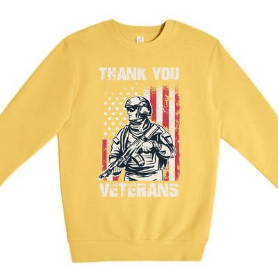 Thank You Veterans Memorial Day Veterans Day Gift Premium Crewneck Sweatshirt