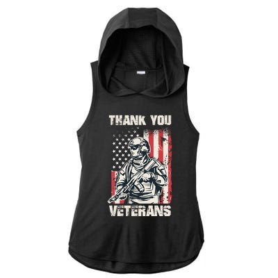 Thank You Veterans Memorial Day Veterans Day Gift Ladies PosiCharge Tri-Blend Wicking Draft Hoodie Tank