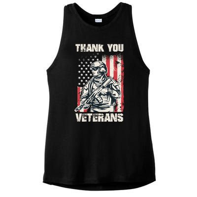 Thank You Veterans Memorial Day Veterans Day Gift Ladies PosiCharge Tri-Blend Wicking Tank