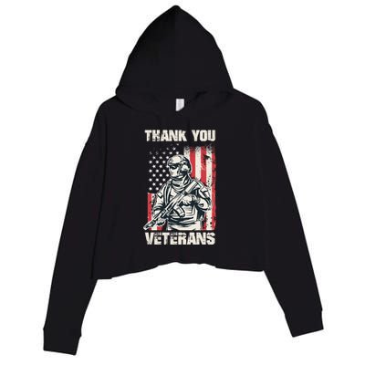 Thank You Veterans Memorial Day Veterans Day Gift Crop Fleece Hoodie