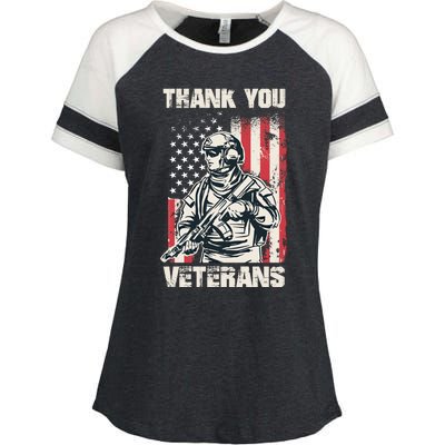 Thank You Veterans Memorial Day Veterans Day Gift Enza Ladies Jersey Colorblock Tee