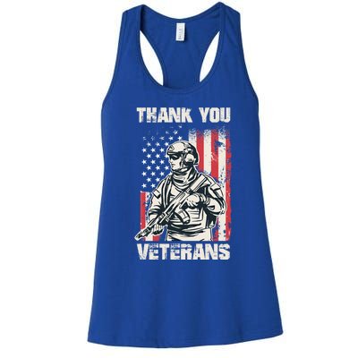 Thank You Veterans Memorial Day Veterans Day Gift Women's Racerback Tank