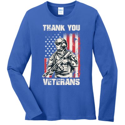 Thank You Veterans Memorial Day Veterans Day Gift Ladies Long Sleeve Shirt