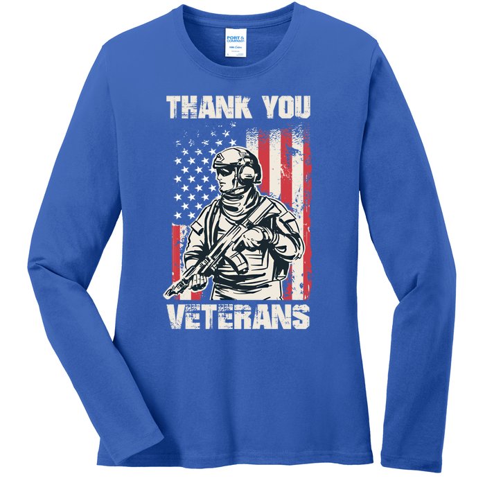 Thank You Veterans Memorial Day Veterans Day Gift Ladies Long Sleeve Shirt