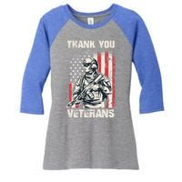 Thank You Veterans Memorial Day Veterans Day Gift Women's Tri-Blend 3/4-Sleeve Raglan Shirt