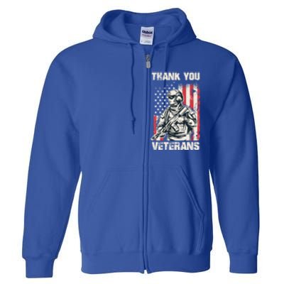 Thank You Veterans Memorial Day Veterans Day Gift Full Zip Hoodie