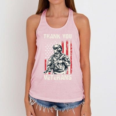 Thank You Veterans Memorial Day Veterans Day Gift Women's Knotted Racerback Tank