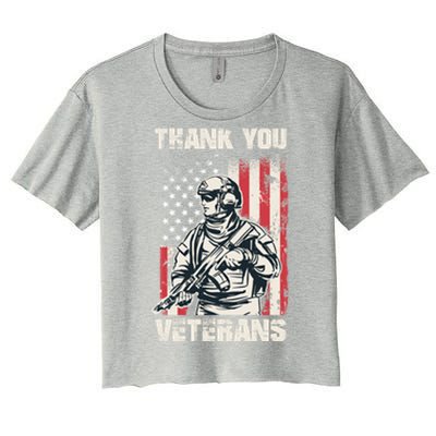 Thank You Veterans Memorial Day Veterans Day Gift Women's Crop Top Tee