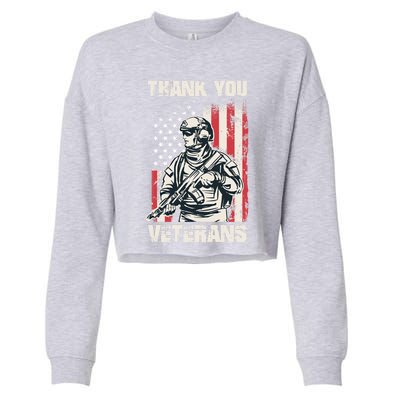 Thank You Veterans Memorial Day Veterans Day Gift Cropped Pullover Crew