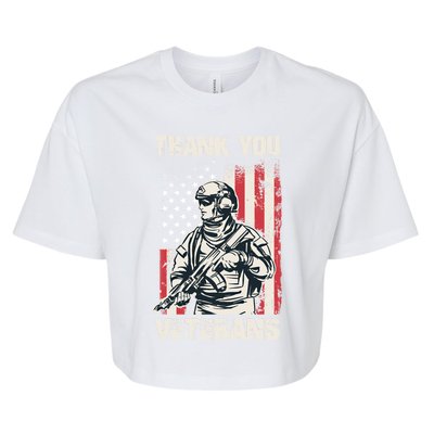 Thank You Veterans Memorial Day Veterans Day Gift Bella+Canvas Jersey Crop Tee