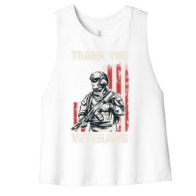 Thank You Veterans Memorial Day Veterans Day Gift Women's Racerback Cropped Tank