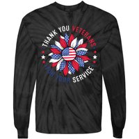 Thank You Veterans For Your Service Usa Flag Sunflower Tie-Dye Long Sleeve Shirt