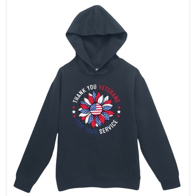 Thank You Veterans For Your Service Usa Flag Sunflower Urban Pullover Hoodie