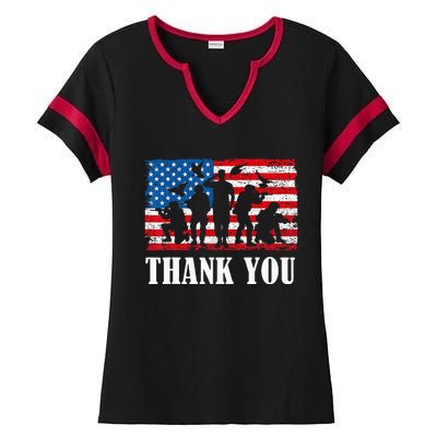 Thank You! Veterans Day & Memorial Day Partiotic Military Ladies Halftime Notch Neck Tee