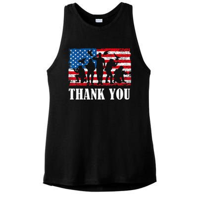 Thank You! Veterans Day & Memorial Day Partiotic Military Ladies PosiCharge Tri-Blend Wicking Tank