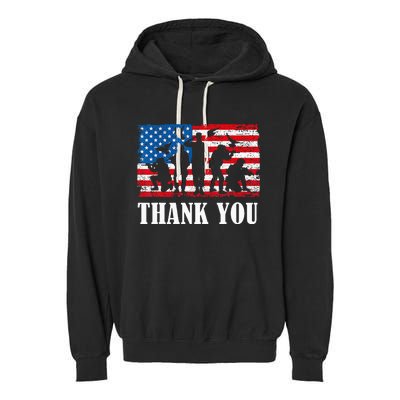 Thank You! Veterans Day & Memorial Day Partiotic Military Garment-Dyed Fleece Hoodie