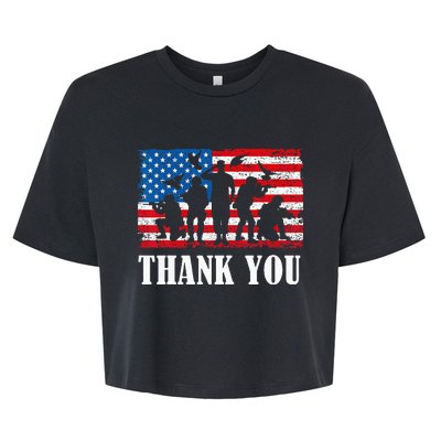 Thank You! Veterans Day & Memorial Day Partiotic Military Bella+Canvas Jersey Crop Tee