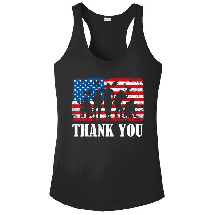 Thank You! Veterans Day & Memorial Day Partiotic Military Ladies PosiCharge Competitor Racerback Tank