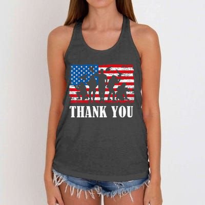 Thank You! Veterans Day & Memorial Day Partiotic Military Women's Knotted Racerback Tank