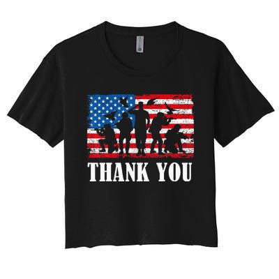 Thank You! Veterans Day & Memorial Day Partiotic Military Women's Crop Top Tee