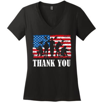 Thank You! Veterans Day & Memorial Day Partiotic Military Women's V-Neck T-Shirt