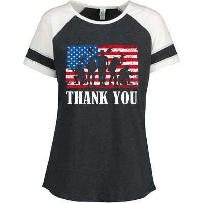 Thank You! Veterans Day & Memorial Day Partiotic Military Enza Ladies Jersey Colorblock Tee