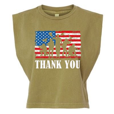 Thank You! Veterans Day & Memorial Day Partiotic Military Garment-Dyed Women's Muscle Tee