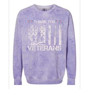 Thank You Veterans Memorial Day American Flag Great Gift Colorblast Crewneck Sweatshirt