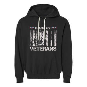 Thank You Veterans Memorial Day American Flag Great Gift Garment-Dyed Fleece Hoodie