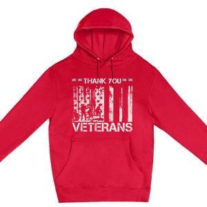 Thank You Veterans Memorial Day American Flag Great Gift Premium Pullover Hoodie