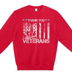 Thank You Veterans Memorial Day American Flag Great Gift Premium Crewneck Sweatshirt