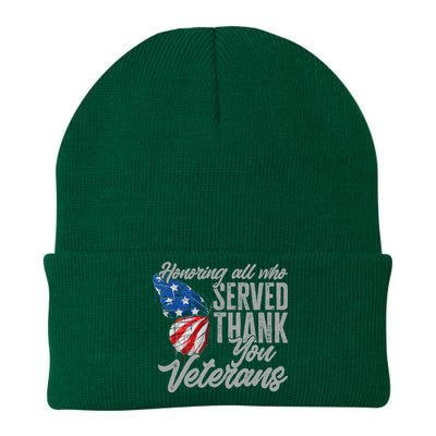 Thank You Veterans Day Honoring All Who Served Butterfly Knit Cap Winter Beanie