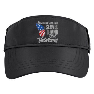 Thank You Veterans Day Honoring All Who Served Butterfly Adult Drive Performance Visor