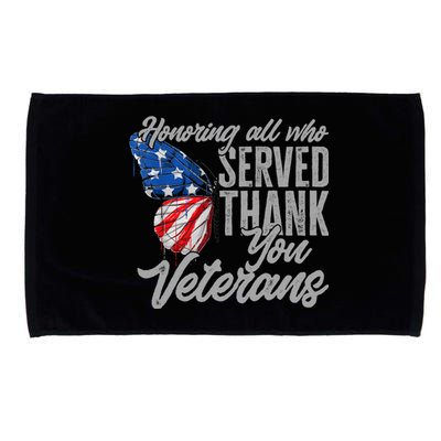 Thank You Veterans Day Honoring All Who Served Butterfly Microfiber Hand Towel