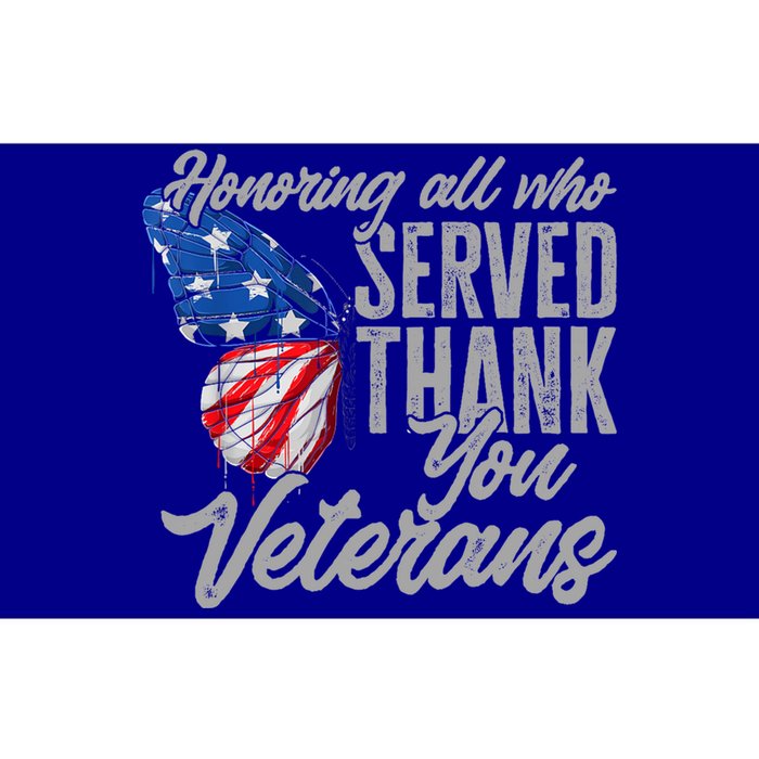 Thank You Veterans Day Honoring All Who Served Butterfly Bumper Sticker