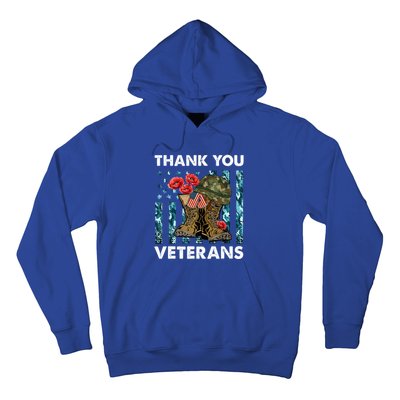 Thank You Veterans Military Boot Memorial Day Flower Funny Gift Hoodie