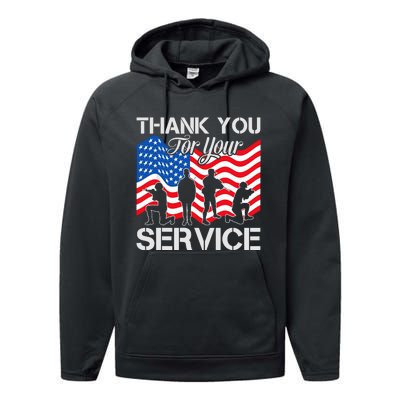 Thank You Veterans For Your Service Veterans Day Performance Fleece Hoodie