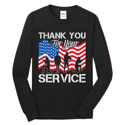 Thank You Veterans For Your Service Veterans Day Tall Long Sleeve T-Shirt