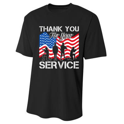 Thank You Veterans For Your Service Veterans Day Performance Sprint T-Shirt