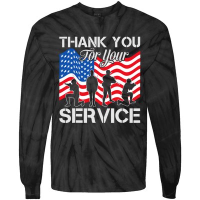 Thank You Veterans For Your Service Veterans Day Tie-Dye Long Sleeve Shirt