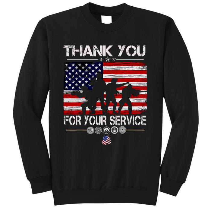 Thank You Veterans For Your Service Veterans Day Tall Sweatshirt