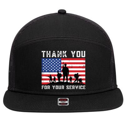 Thank You Veterans For Your Service Veterans Day 7 Panel Mesh Trucker Snapback Hat