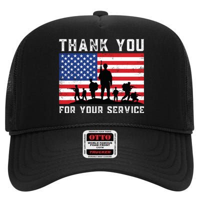 Thank You Veterans For Your Service Veterans Day High Crown Mesh Back Trucker Hat