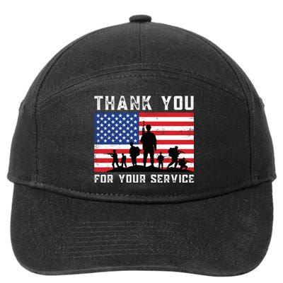 Thank You Veterans For Your Service Veterans Day 7-Panel Snapback Hat